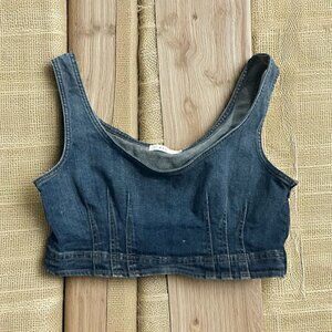 ALC Women's Denim Stitched Crop Tank Top Size 8